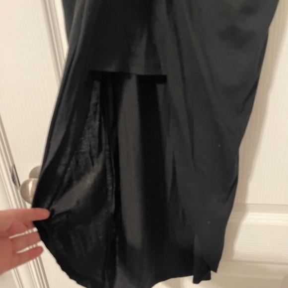 Black Asymmetrical Wrap Hem Cami Dress - Picture 3 of 4